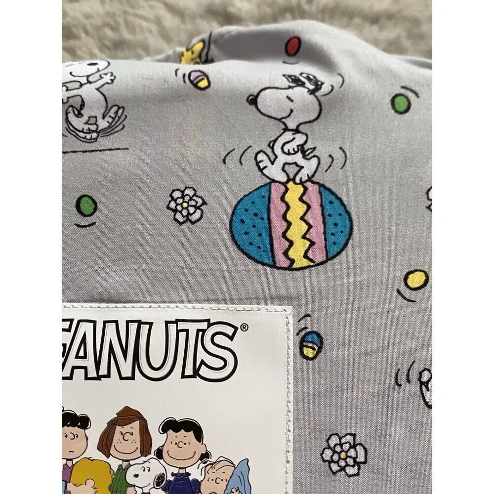 Peanuts Snoopy Easter Egg Bunny Floral QUEEN‎ Sz Sheet Set Soft Grey NEW